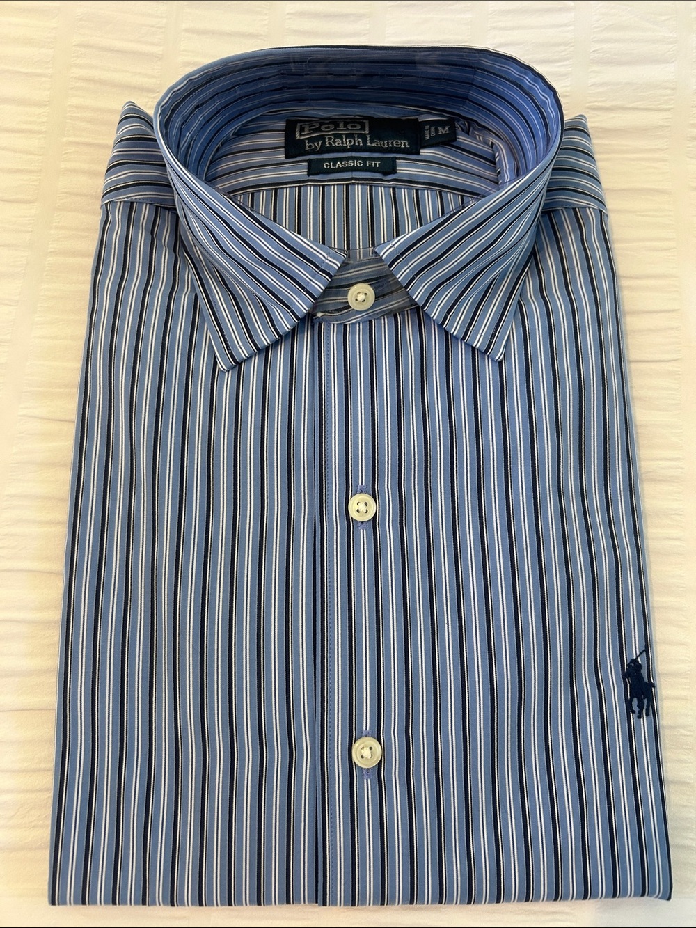 Polo by Ralph Lauren Blue and White Striped Dress Shirt